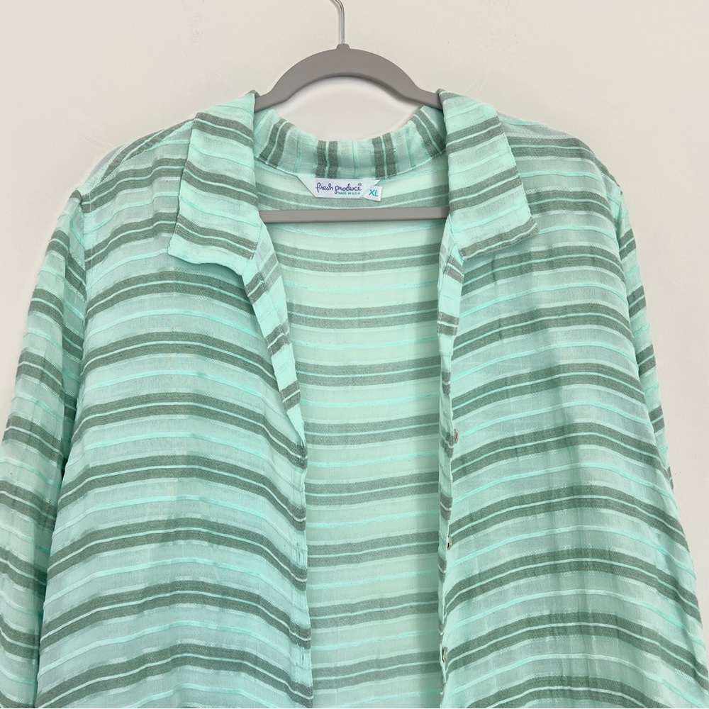 Sheer Striped Button Down